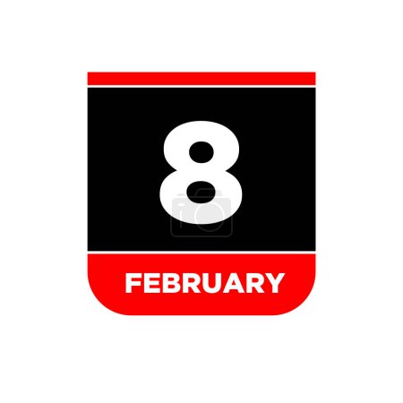 Illustration for 8 Feb calendar day vector icon - Royalty Free Image