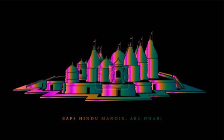 Illustration for Hindu Temple of dubai icon, BAPS mandir - Royalty Free Image
