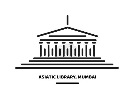 Asiatic Library Mumbai vector line illustration icon.