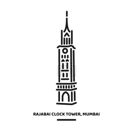 Rajabai Clock Tower, Mumbai University illustration icon.
