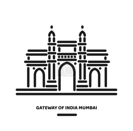 Gateway of India Mumbai illustration icon.