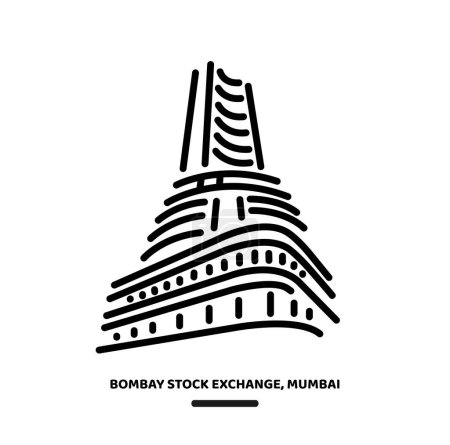 Bombay Stock Exchange Mumbai illustration icon. BSE Building Icon.