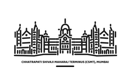 Chhatrapati Shivaji Maharaj Terminus Illustration icon. CSMT Icon.