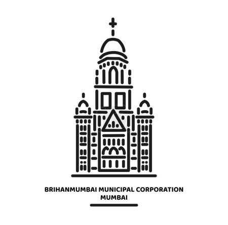 Illustration for BMC Mumbai building illustration icon. - Royalty Free Image