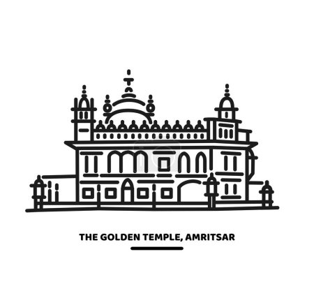 Golden Temple Amritsar vector graphic illustration