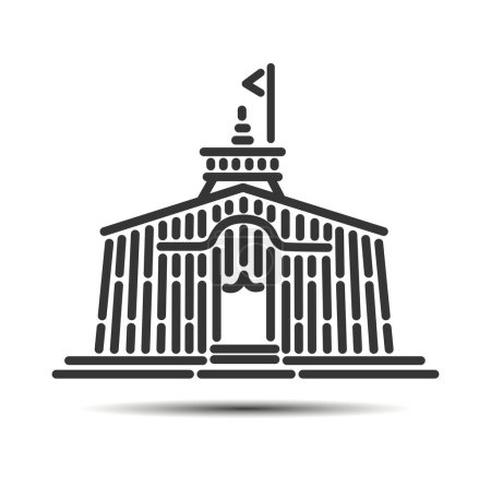 Kedarnath Temple illustration vector icon.