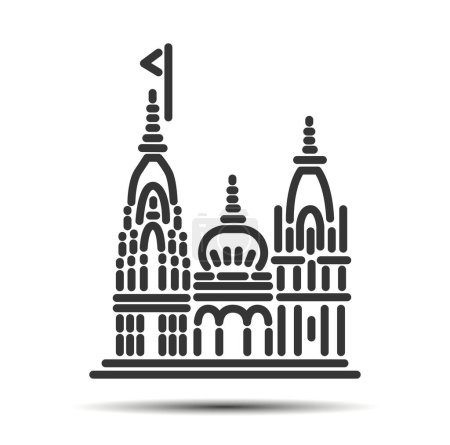 Kashi Vishwanath Temple illustration vector icon.