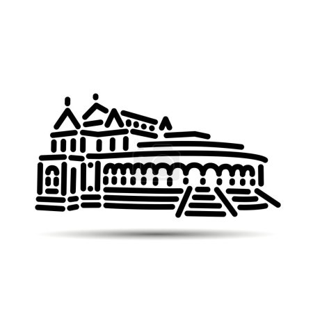 Ilustración de Museo del Gobierno Chennai viejo icono del vector del edificio. - Imagen libre de derechos