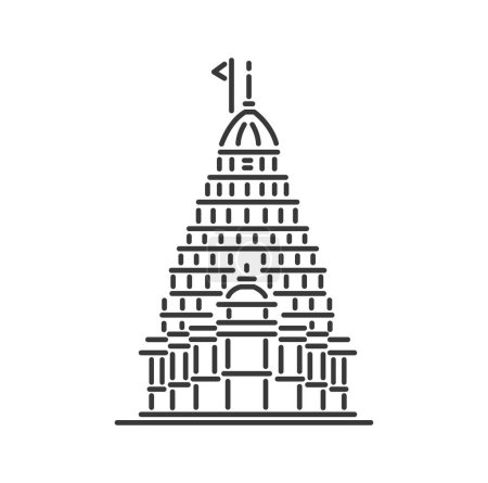 Omkareshwar Temple illustration vector icon.