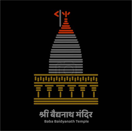 Ilustración de Shri Vaidyanath Jyotirlinga templo vector ilustración. - Imagen libre de derechos