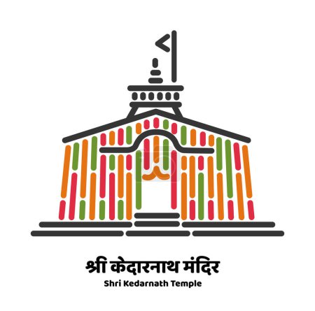 Icono vectorial de ilustración de Kedarnath Temple sobre fondo blanco.