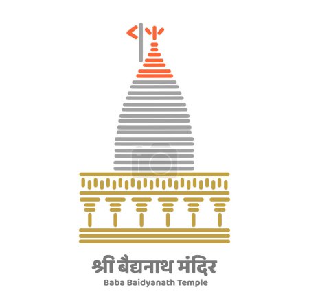 Vaidyanath jyotirlinga Tempel Illustration Vektor-Symbol auf weißem Hintergrund.