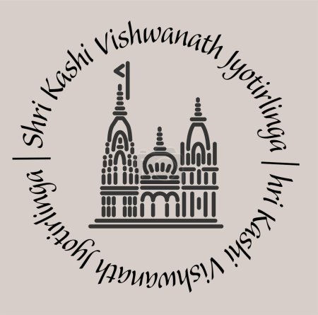 Kashi Vishwanath jyotirlinga templo 2d icono con letras.