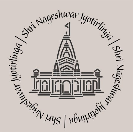 Nageshwar jyotirlinga Tempel 2d Symbol mit Schriftzug.