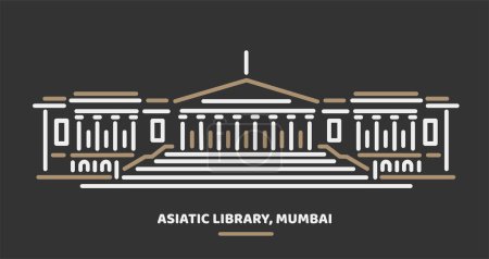 Asiatic Society Library, Mumbai Building vector illustration.