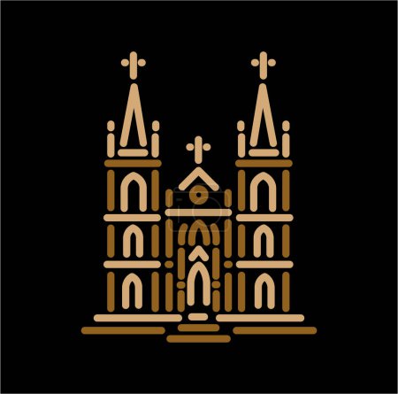 Mount Mary Church Mumbai building vector line illustration icon.