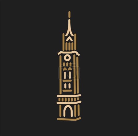 Rajabai Clock Tower Mumbai University illustration vector.