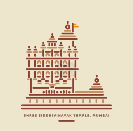Siddhivinayak Ganesh temple Mumbai Illustration. Siddhivinayak Ganesh Mandir Mumbai.