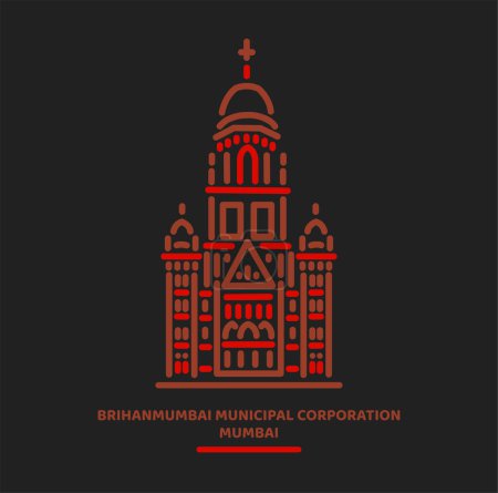 BMC Mumbai edificio ilustración vector icono.