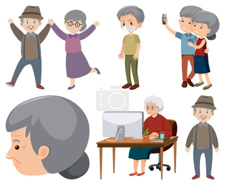 Téléchargez les photos : Collection d'icônes de personnes âgées illustration - en image libre de droit