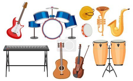 Téléchargez les photos : Ensemble d'instruments de musique illustration - en image libre de droit