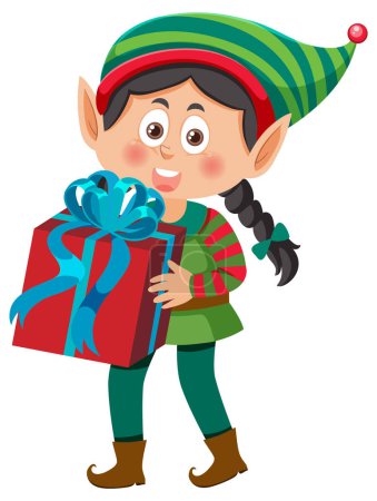 Foto de Navidad elfo chica de dibujos animados personaje ilustración - Imagen libre de derechos