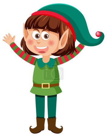 Christmas elf girl cartoon character illustration