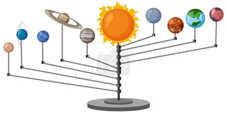 Solar system model with stand illustration
