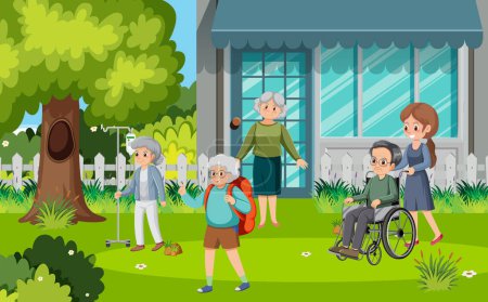 Ilustración de Personas de edad avanzada que realizan actividades en el parque ilustración - Imagen libre de derechos