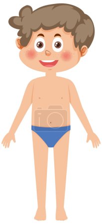 Téléchargez les illustrations : Mignon garçon personnage de dessin animé en maillot de bain illustration - en licence libre de droit