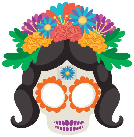 Day of the dead with Mexican calaca illustration