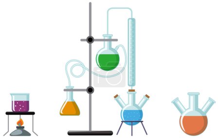 Illustration for Science experiment tools cartoon illustration - Royalty Free Image