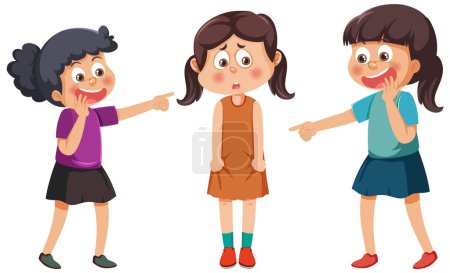 A girl bullied by her friends illustration