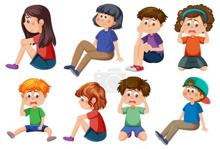 Illustration for Bullying kids character collection illustration - Royalty Free Image
