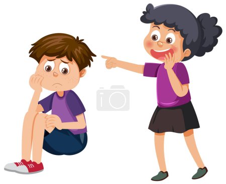 A boy get bullied by his friend illustration