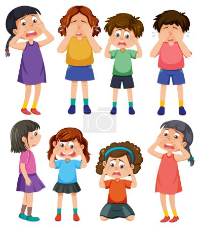 Illustration for Bullying kids character collection illustration - Royalty Free Image