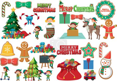 Ilustración de Personajes y elementos navideños set illustration - Imagen libre de derechos
