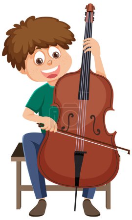 Illustration for A boy playing cello illustration - Royalty Free Image