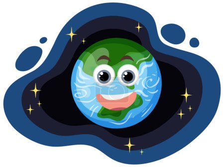 Illustration for Cartoon Earth planet with facial expression illustration - Royalty Free Image