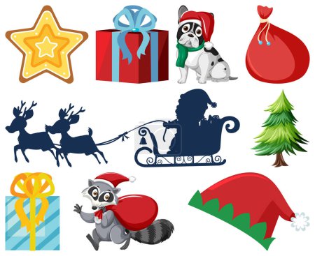 Téléchargez les illustrations : Illustration des personnages et éléments de Noël - en licence libre de droit