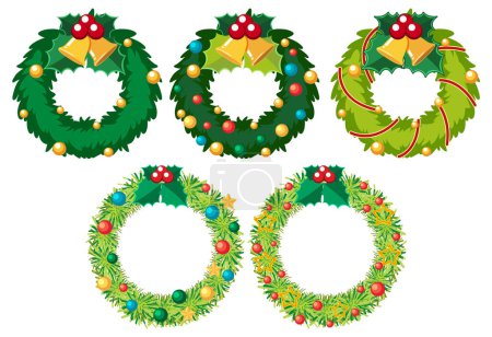 Illustration for Christmas wreaths elements collection illustration - Royalty Free Image