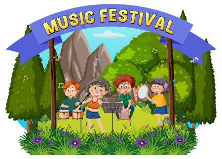 Illustration for Children playing music at park illustration - Royalty Free Image