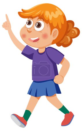 Illustration for A girl pointing finger cartoon character illustration - Royalty Free Image