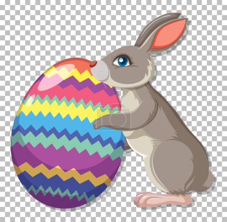 Illustration for Cute rabbit on grid background illustration - Royalty Free Image