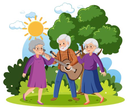 Illustration for Elderly people relaxing at park illustration - Royalty Free Image