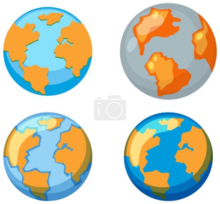 Illustration for Set of earth with dry land illustration - Royalty Free Image