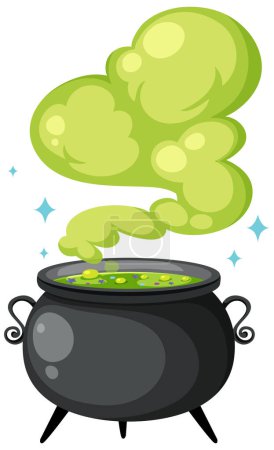 Téléchargez les illustrations : Witch magic potion pot on white background illustration - en licence libre de droit