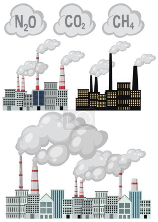 Ilustración de Fábrica que libera la ilustración tóxica del sistema de gas - Imagen libre de derechos