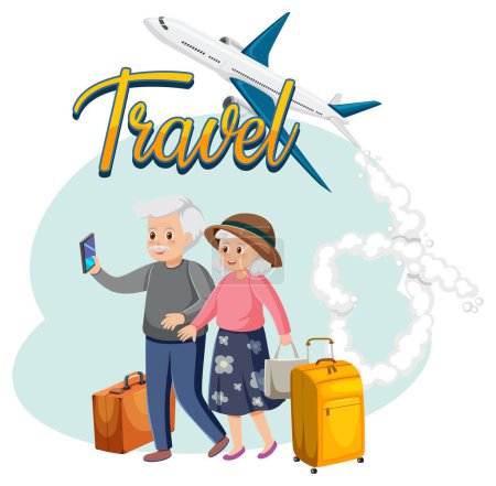 Illustration for Elderly couple travelers vector illustration - Royalty Free Image