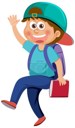 Illustration for Student boy cartoon character illustration - Royalty Free Image